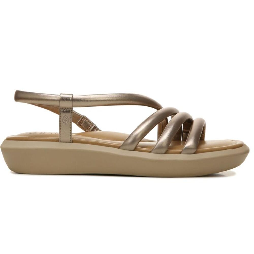 Naturalizer Womens Hobby Silver Faux Leather Wedge Sandals Shoes New - Picture 2 of 2